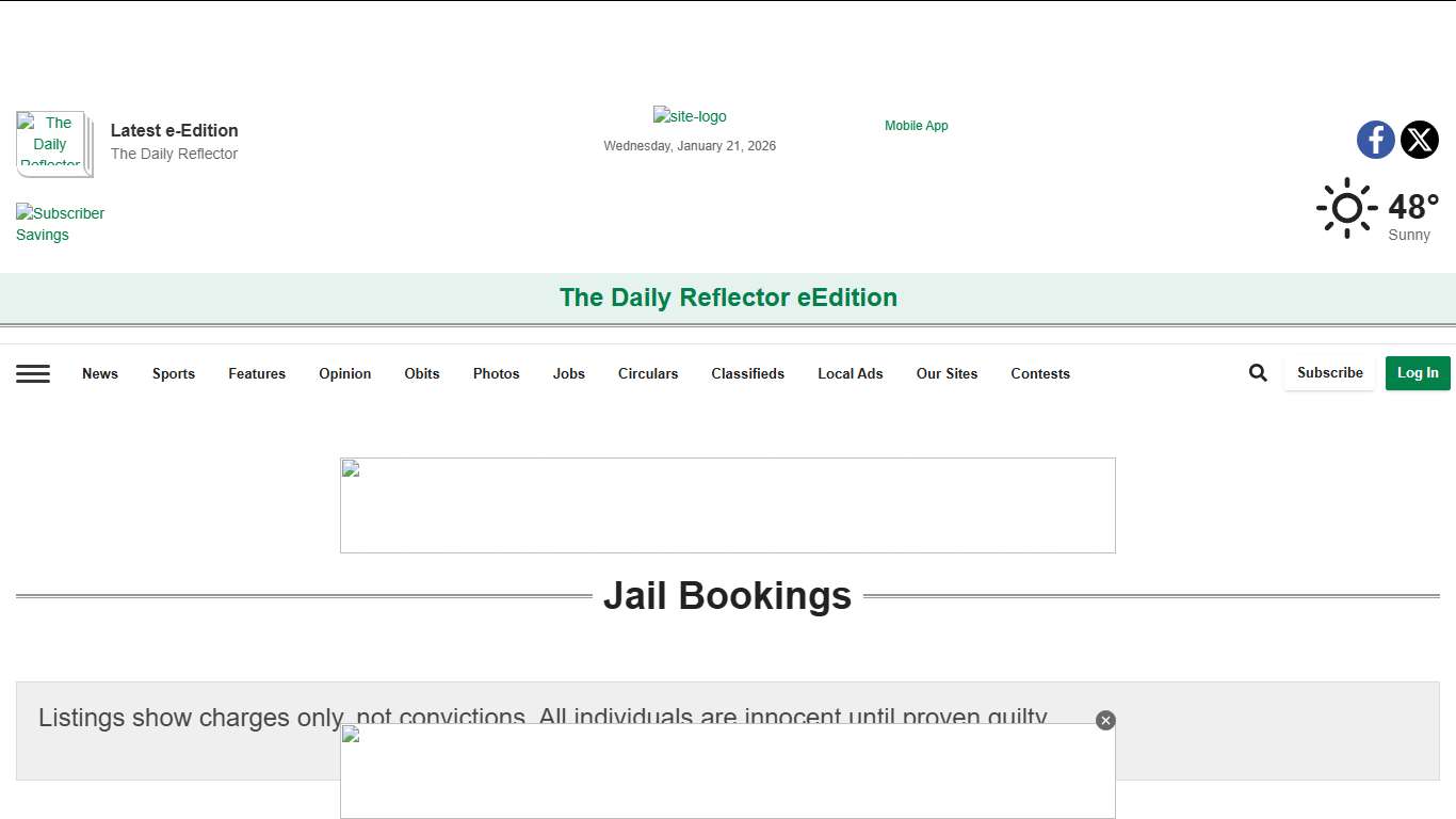 Jail Bookings | reflector.com